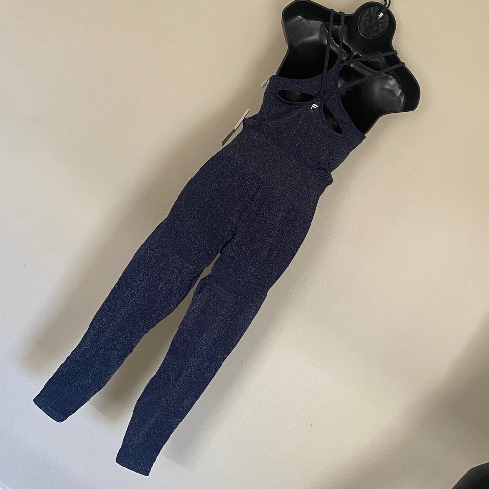Fabletics Shimmering Navy Blue Seamless Jumpsuit NWTs - Picture 7 of 13